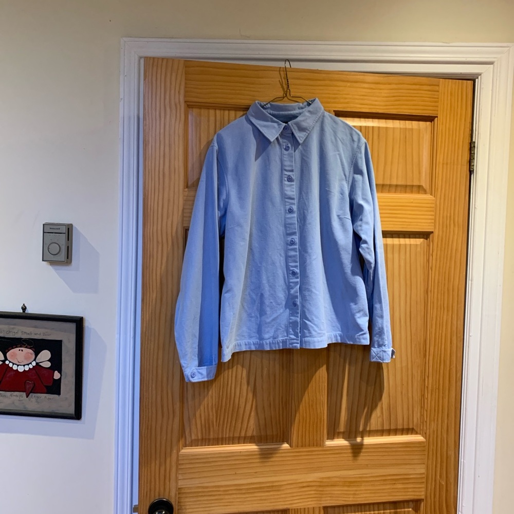 Lands End Light Blue Button-Up Shirt L